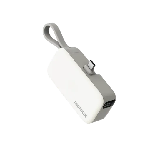 صورة MOMAX 1-POWER MINI 5000mAh 3IN1 POWER BANK WITH USB-C PLUG (White)