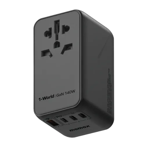 صورة MOMAX 1-WORLD 140W GAN 4 PORTS AC TRAVEL ADAPTER INCLUDING 140W USB-C TO USB-C CABLE