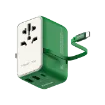 صورة MOMAX 1-WORLD 25W 3 PORT WITH BUILT-IN USB-C CABLE AC TRAVEL ADAPTOR - GREEN