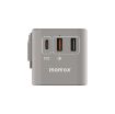 صورة MOMAX 1-WORLD 70W GAN 3 PORT WITH BUILT-IN USB-C CABLE AC TRAVEL ADAPTOR - GREY