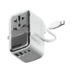 صورة MOMAX 1-WORLD FLOW 35W 4 PORT WITH BUILT-IN USB-C CABLE TRAVEL ADAPTOR - WHITE