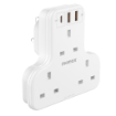 صورة MOMAX 3-OUTLET T-SHAPED EXTENSION SOCKET WITH USB-(US6UKW)-WHITE