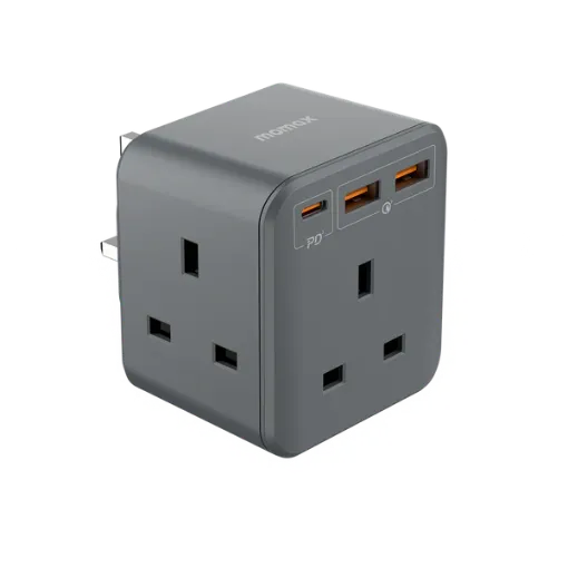 صورة MOMAX ONEPLUG 3-OUTLET CUBE EXTENSION SOCKET WIT USB-GREY(US8UK)