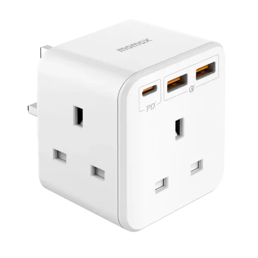 صورة MOMAX ONEPLUG 3-OUTLET CUBE EXTENSION SOCKET WIT USB-WHITE(US8UKW)