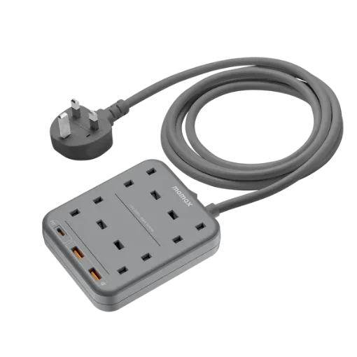 صورة MOMAX ONEPLUG 4 OUTLET POWER STRIP WITH USB - GREY