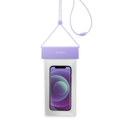 صورة MOMAX WATERPROOF PHONE PROTECTION BAG + HANGING CORD PURPLE